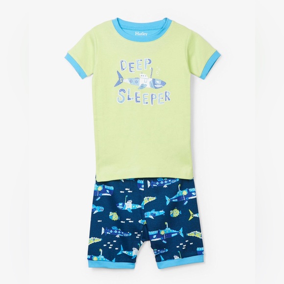 Hatley NWT Glow in the Dark Animal Subs Appliqué Short Pajama Set Toddler Baby 2 - Picture 2 of 4
